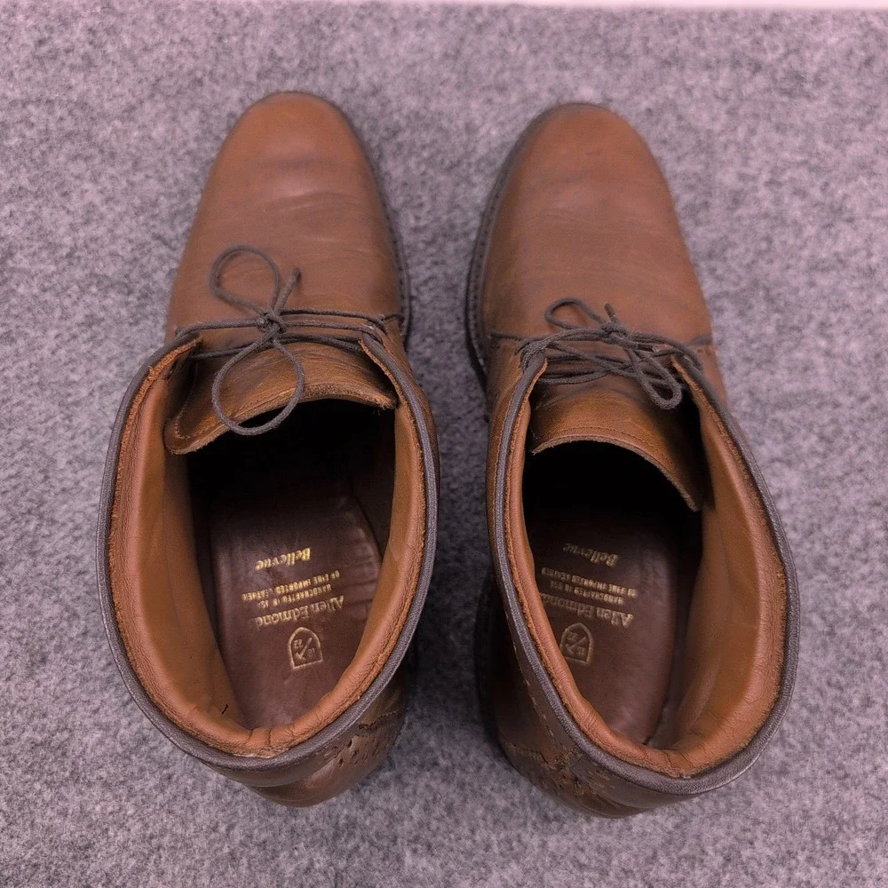 Allen Edmonds Chukka Boots Mens 8.5 D Bellevue Brown Leather Brogue Lace Up 1945